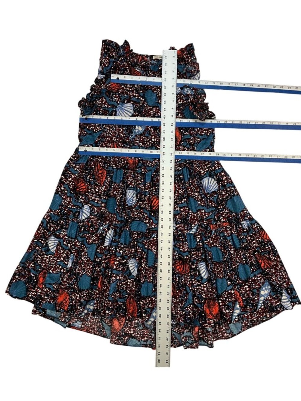 Ulla Johnson Tamsin Dress 6 Azul Cotton Ruffles Red White Blue Seashell Design - Picture 9 of 16